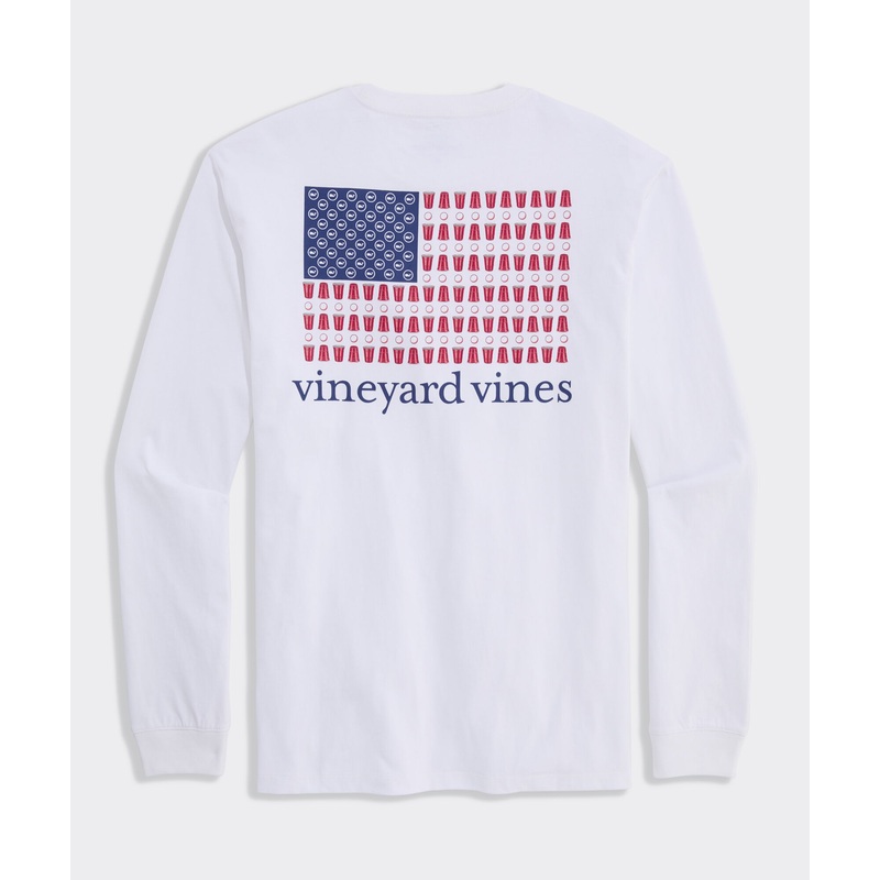Beer Pong Flag Long-Sleeve Pocket Tee