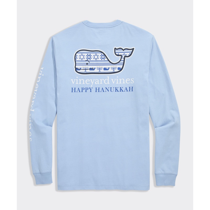 Hanukkah Whale Long-Sleeve Pocket Tee
