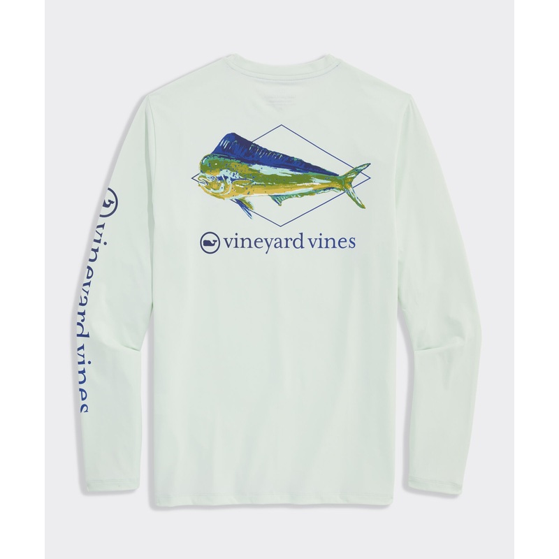 Performance Painted Mahi Fish Long-Sleeve Harbor Tee