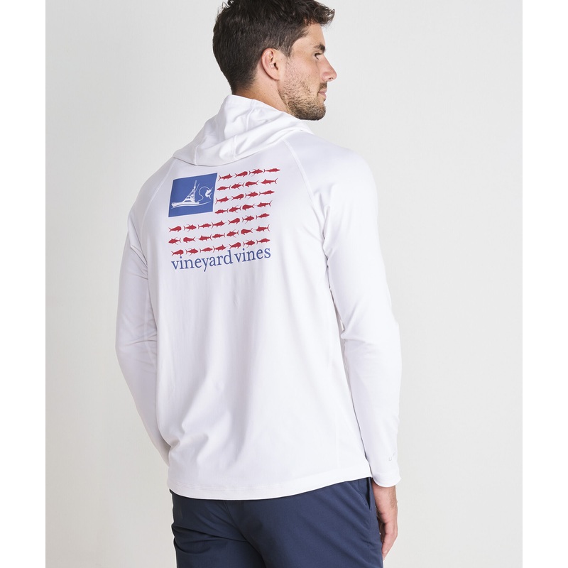 Performance Sportfisher USA Flag Long-Sleeve Harbor Hoodie Tee