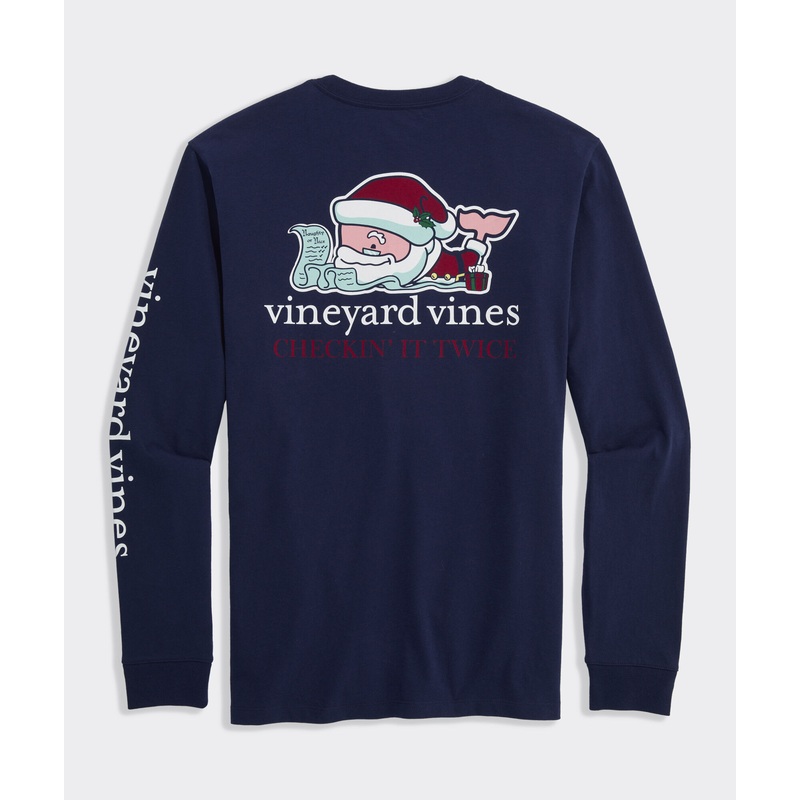 Santa Whale List Long-Sleeve Pocket Tee