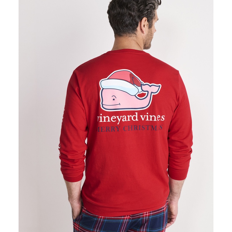 Santa Whale Long-Sleeve Pocket Tee