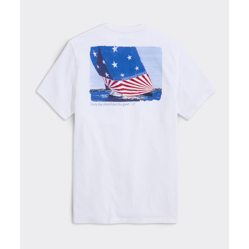 USA Flag Sail Short-Sleeve Pocket Tee