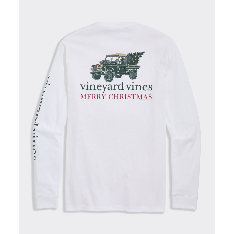 Vintage Rover Christmas Tree Long-Sleeve Pocket Tee