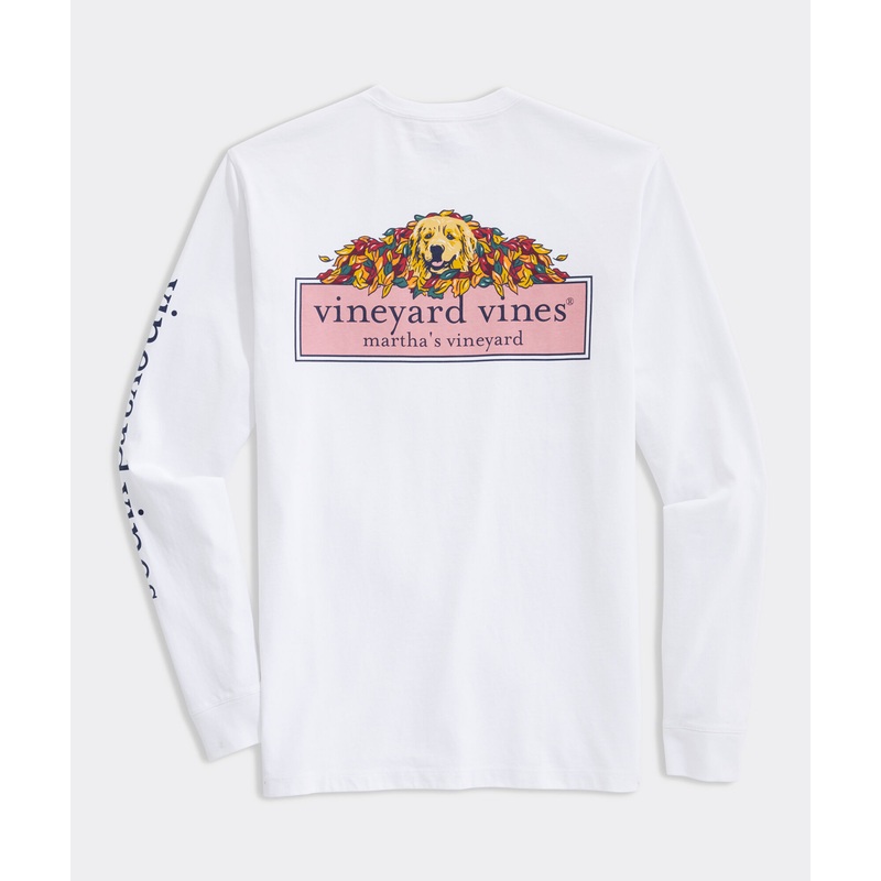 Dogs In Leaves Logo Box Long-Sleeve Pocket Tee