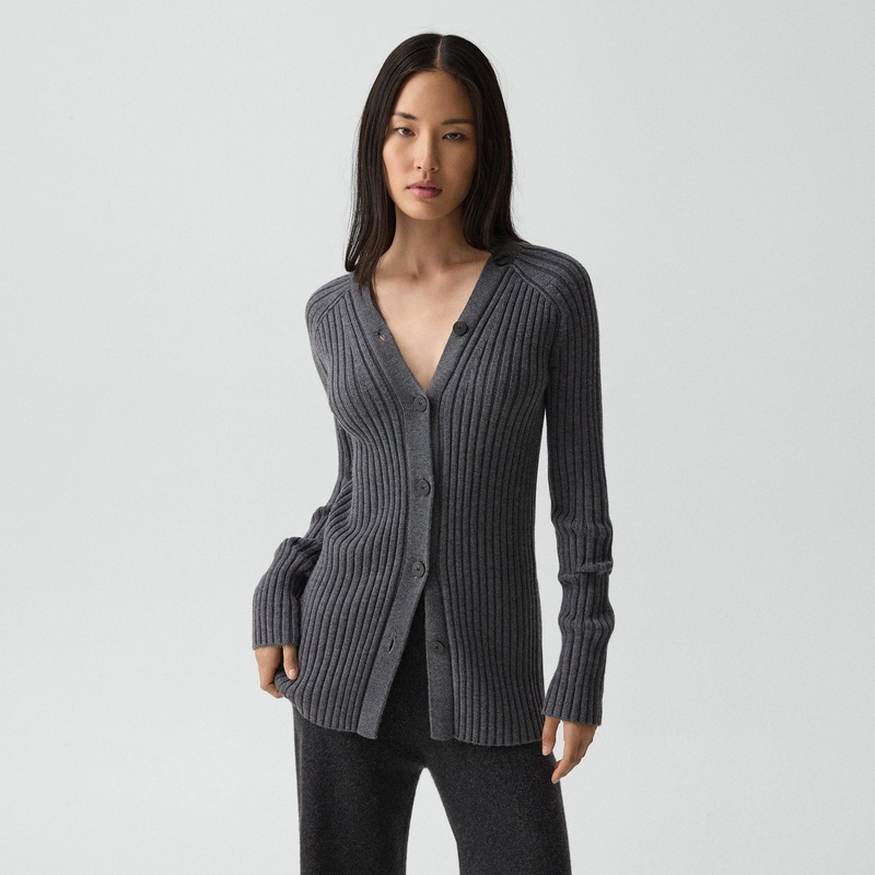 Button-Back Cardigan in Merino Wool