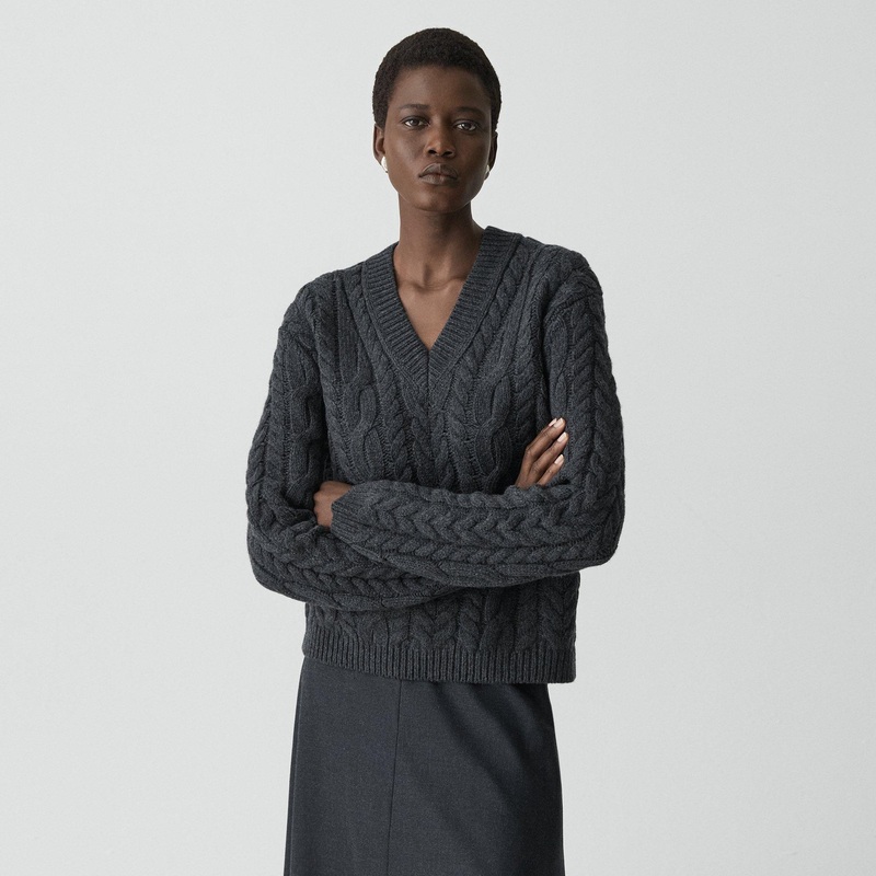 Cable-Knit Sweater in Felted Wool-Cashmere