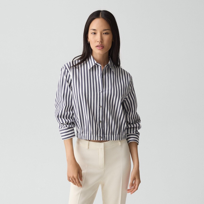 Cropped Shirt in Awning Stripe