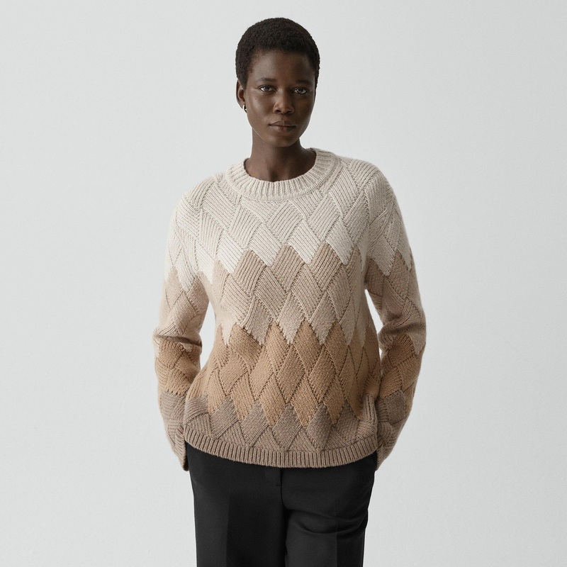 Diamond Weave Sweater in Felted Wool-Cashmere