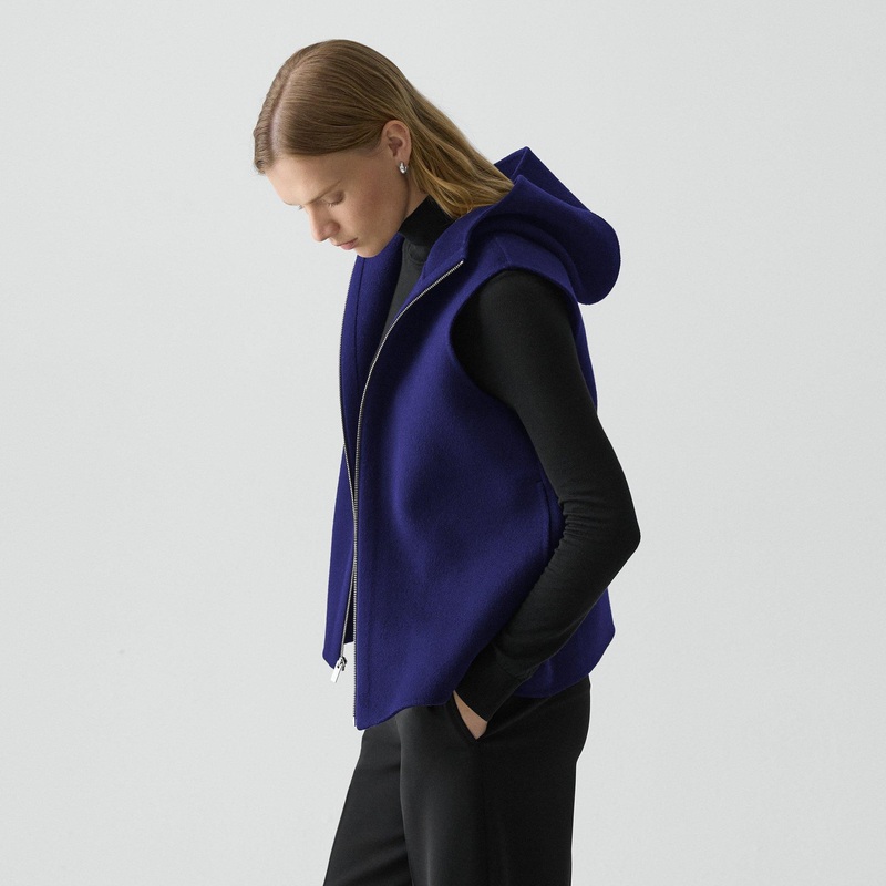 Hooded Vest in Double-Face Wool-Cashmere