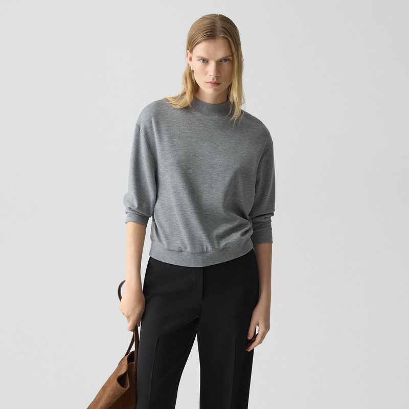 Mock Neck Sweatshirt in Double-Knit Jersey