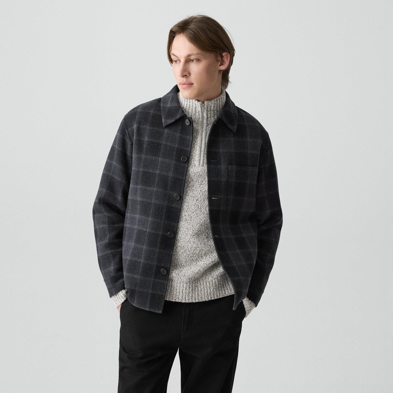 Overshirt in Checked Double-Face Wool-Cashmere