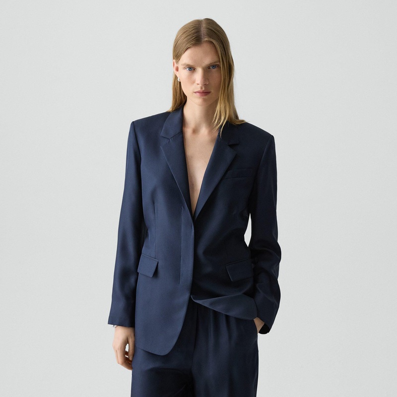 Oversized Cinch Waist Blazer in Mod Silk Twill