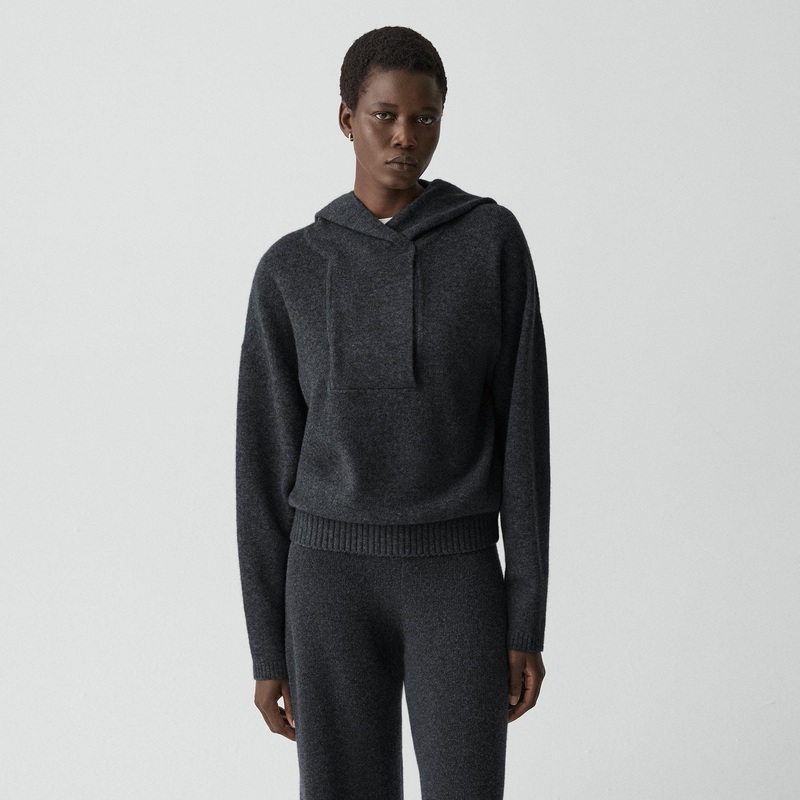 Oversized Hoodie in Felted Wool-Cashmere