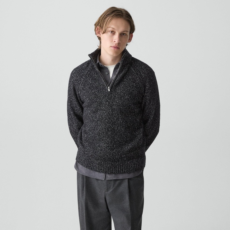 Quarter-Zip Sweater in Wool-Blend Twist