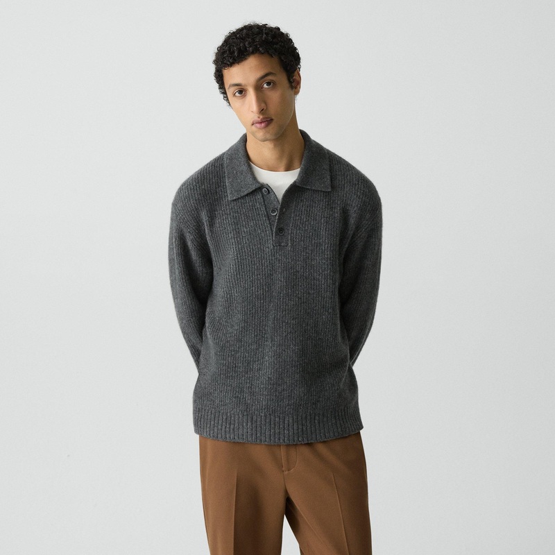 Relaxed Polo Sweater in Astor Wool