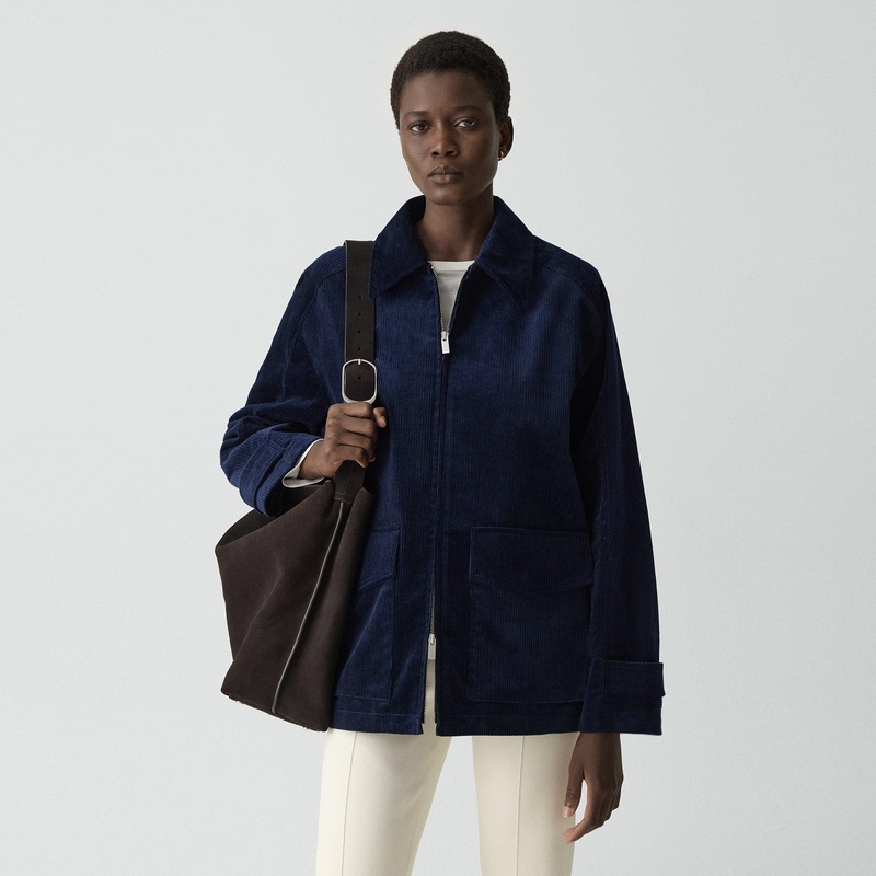 Straight Zip Jacket in Corduroy