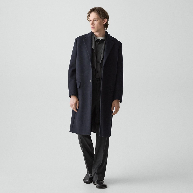 Two-Button Coat in Plush Melton