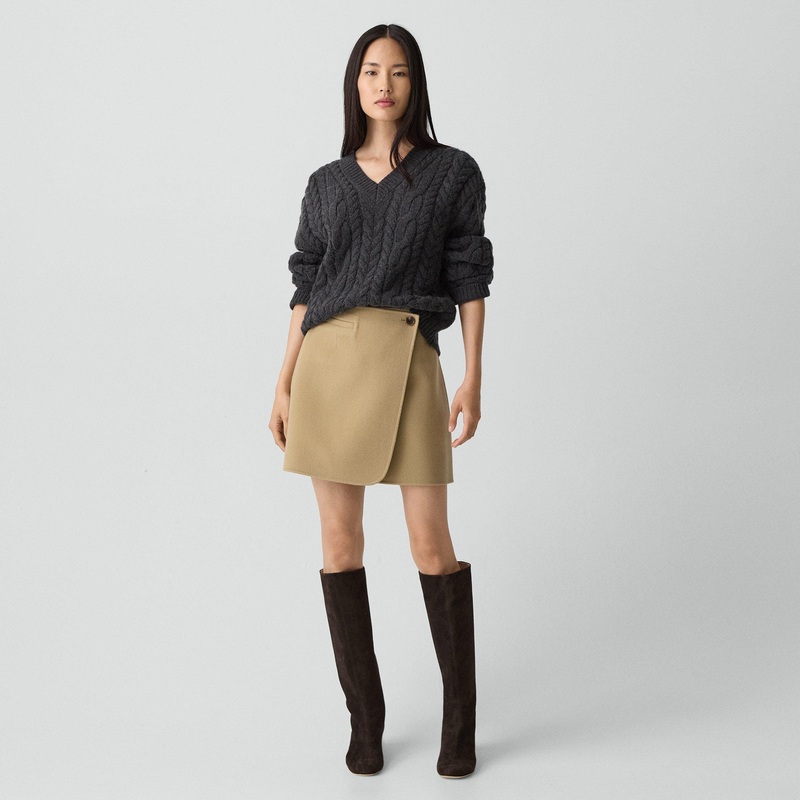Wrap Skirt in Double-Face Wool-Cashmere