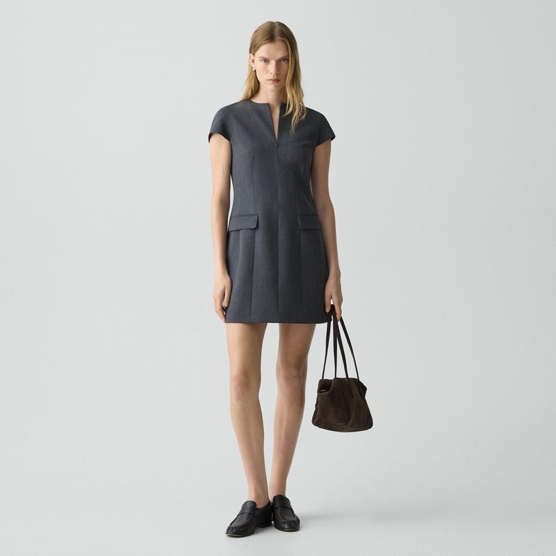 Zip Mini Dress in Good Wool