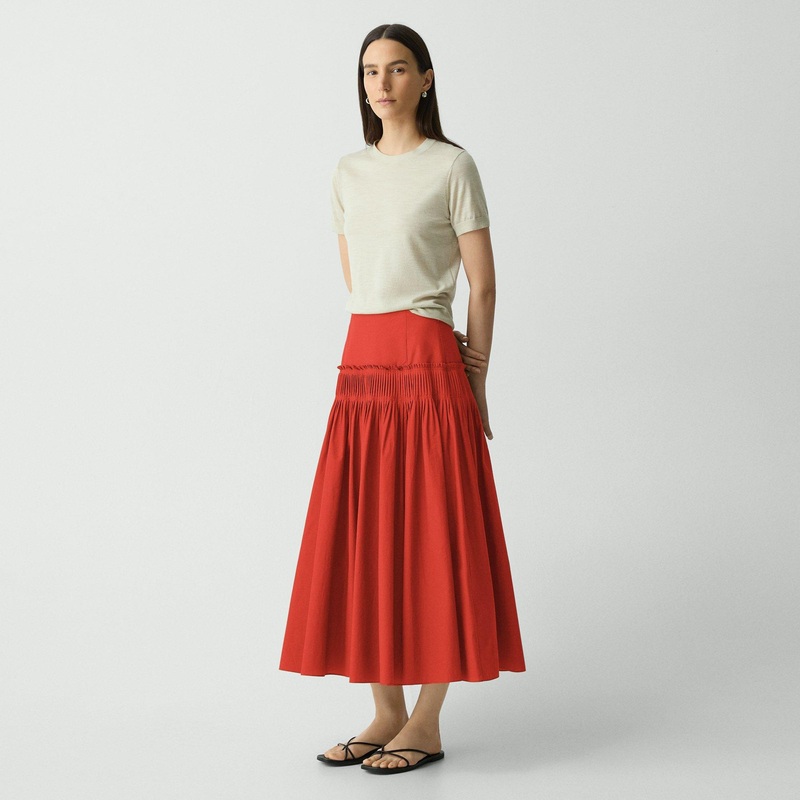 Accordion Maxi Skirt in Cotton-Blend