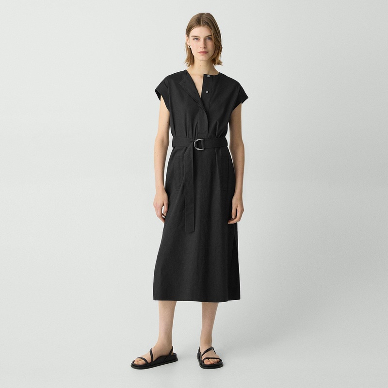 Belted Midi Dress in Good Linen