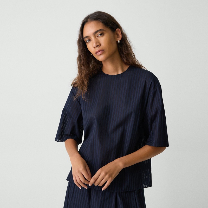 Boxy Tee in Linear Cotton