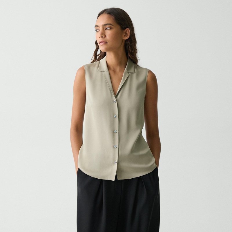 Camp Collar Blouse in Silk Georgette