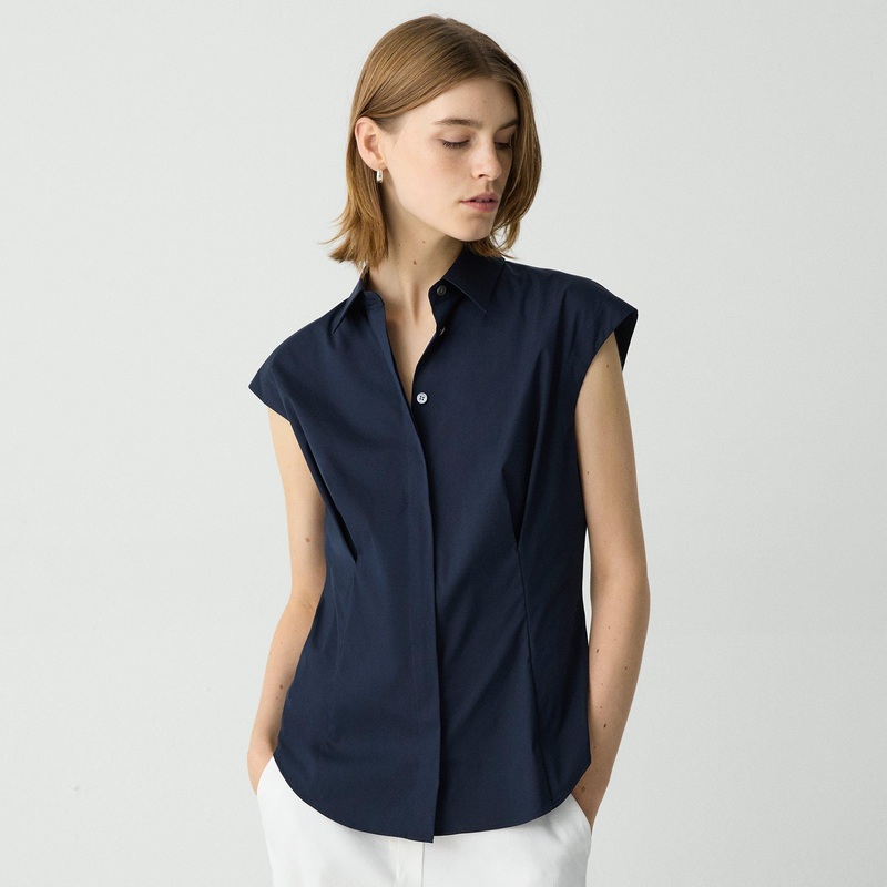 Cinched Cap Sleeve Shirt in Good Cotton