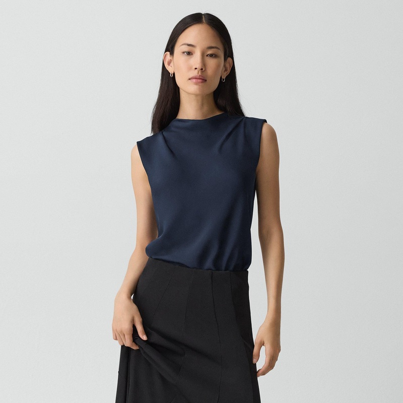 Cowl Neck Top in Silk Georgette