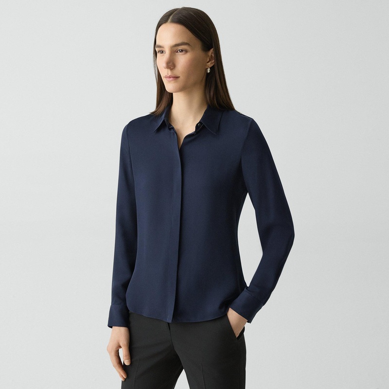 Fitted Shirt in Silk Georgette