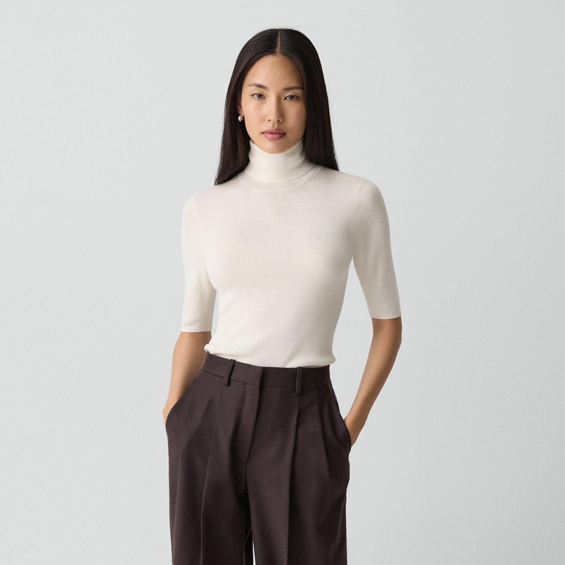 Leenda Short-Sleeve Turtleneck in Regal Wool