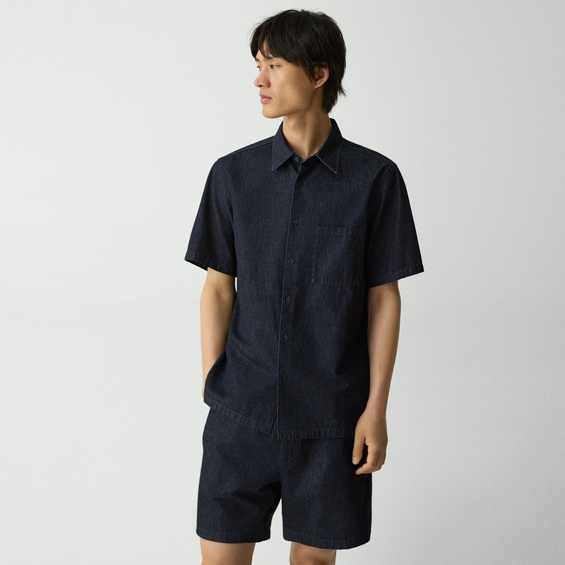 Noll Short-Sleeve Shirt in Summer Denim
