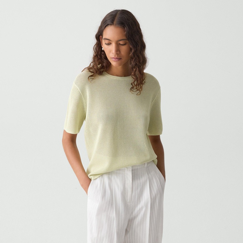 Pointelle Tee in Crepe Knit