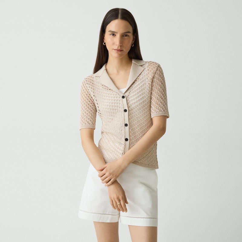 Short-Sleeve Camp Shirt in Sheen Cotton