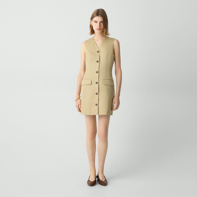 Sleeveless Blazer Dress in Cotton Chino