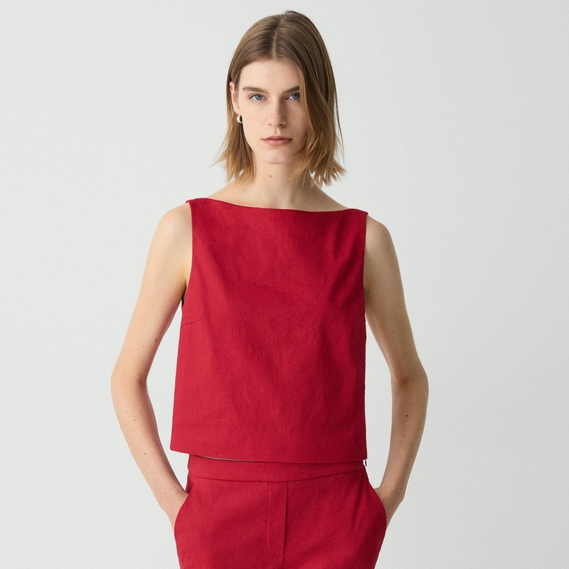 Sleeveless Boatneck Top in Good Linen