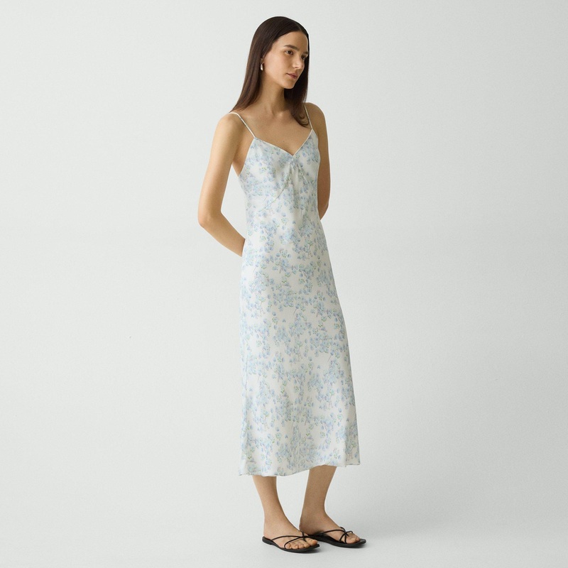 Slip Dress in Floral Satin Georgette