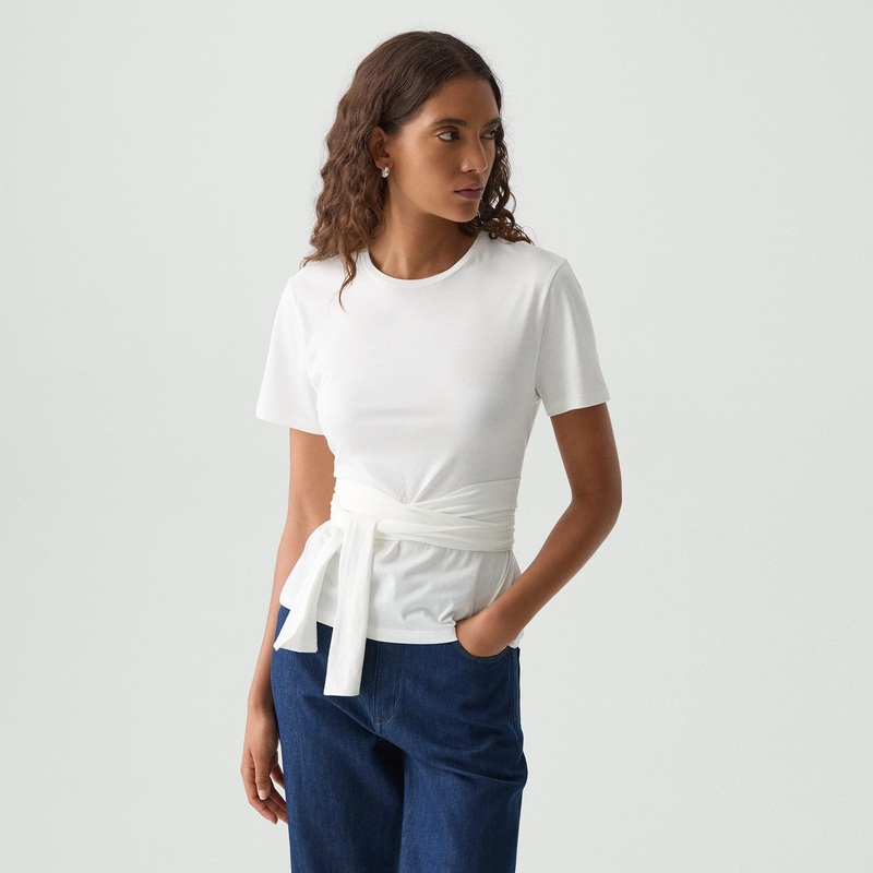Tie-Front Tee in Cotton