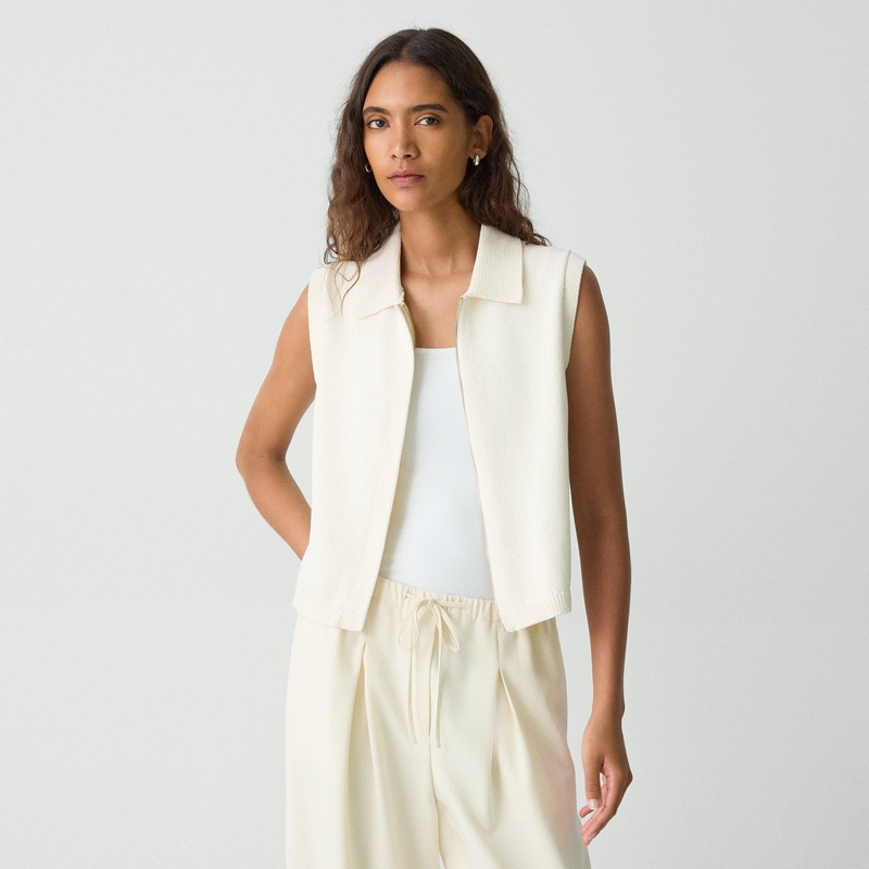 Zip-Up Vest in Rounded Cotton
