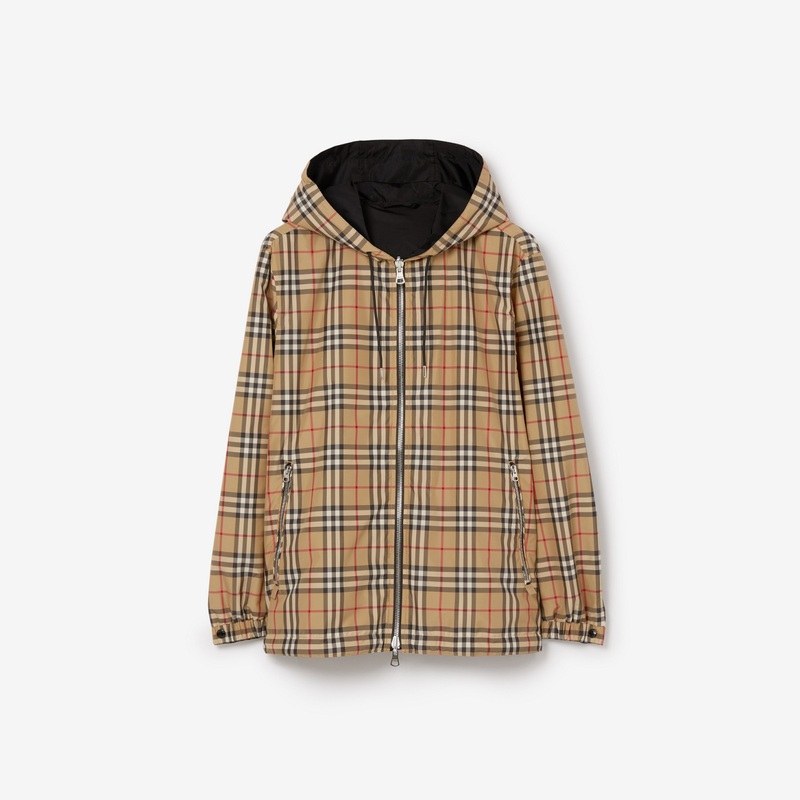 Reversible Check Hooded Jacket