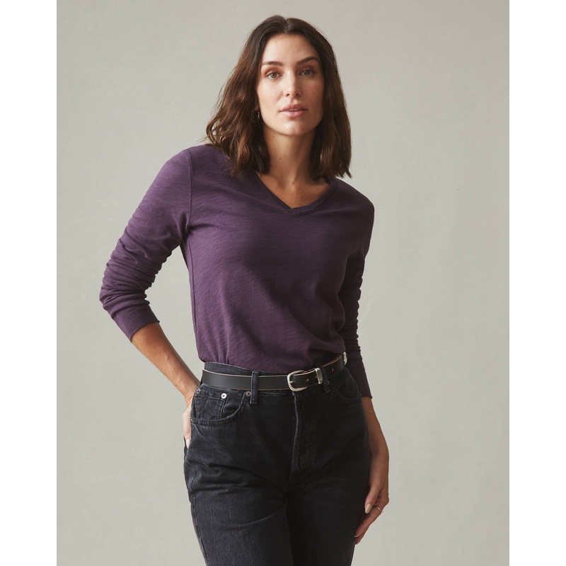 Women’s Premium Slub V-Neck Long Sleeve Tee