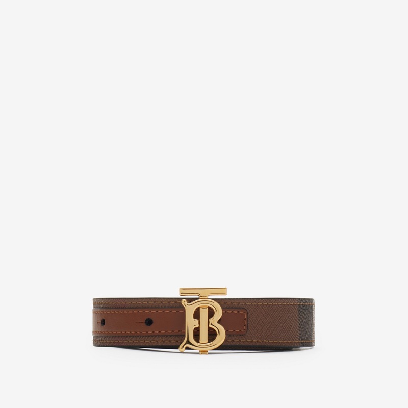 Check and Leather Reversible TB Belt