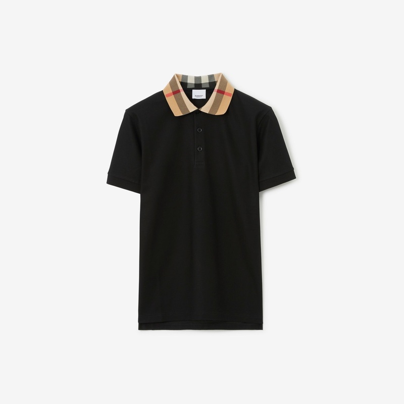 Check Collar Cotton Polo Shirt