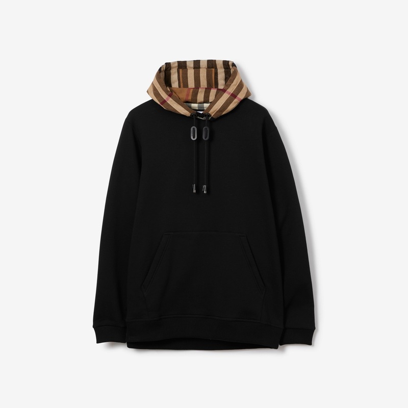 Check Hood Cotton Blend Hoodie
