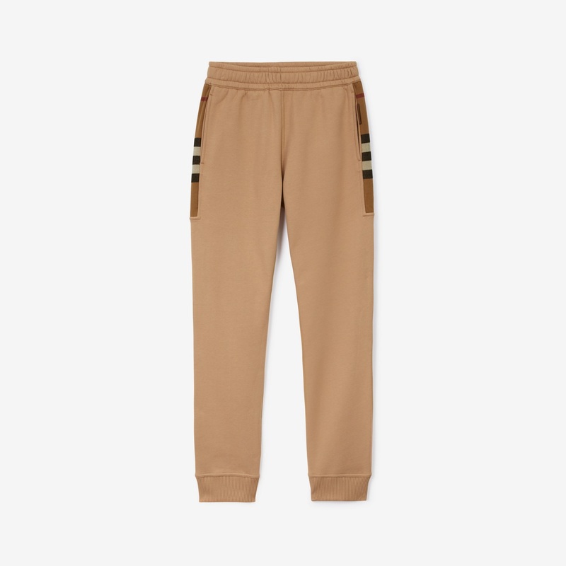 Check Panel Cotton Blend Jogging Pants