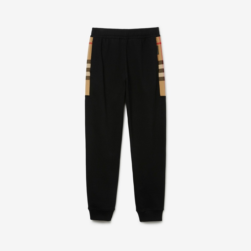 Check Panel Cotton Jogging Pants