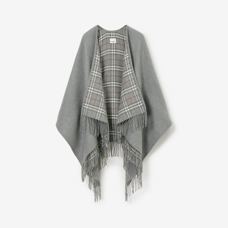 Check Wool Reversible Cape