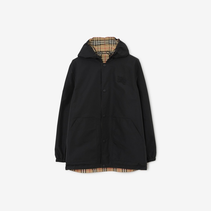 Reversible Check Nylon Hooded Jacket