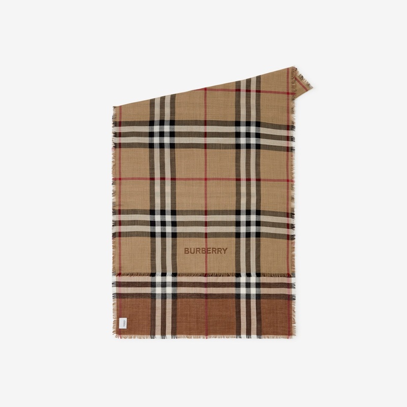 Reversible Check Wool Silk Scarf